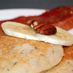 homemade banana pecan buttermilk pancakes