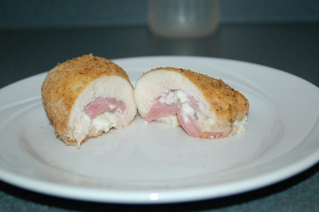 healthy stuffed chicken breast on plate