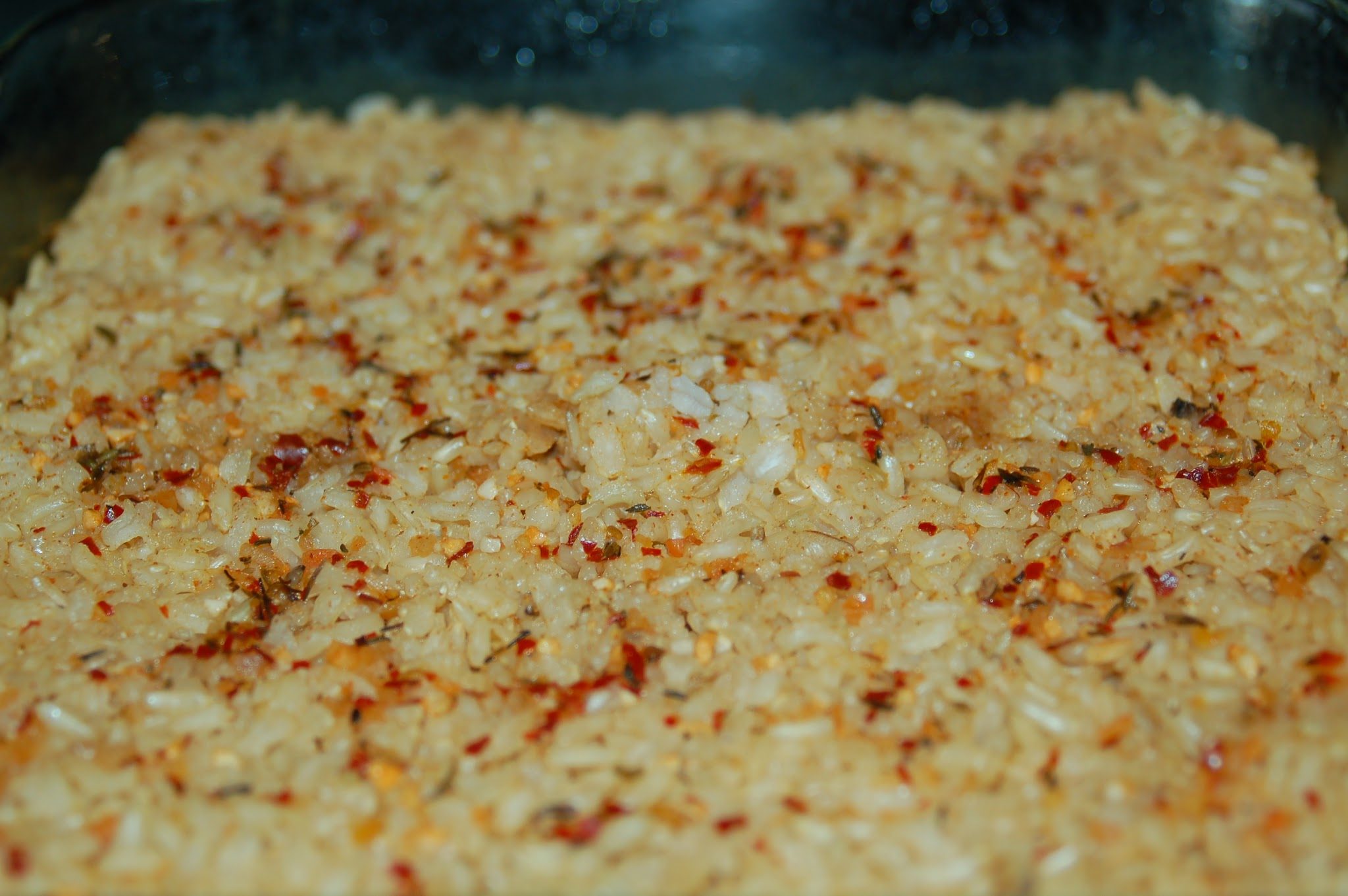 spicy brown rice, close up