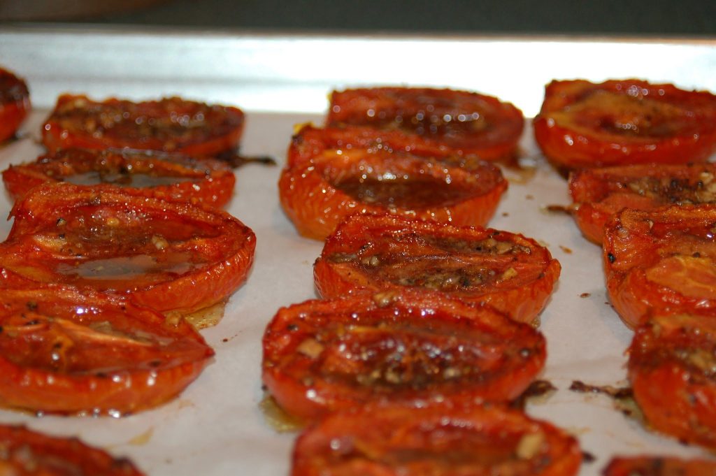 roasted tomatoes for tomato caprese salad recipe