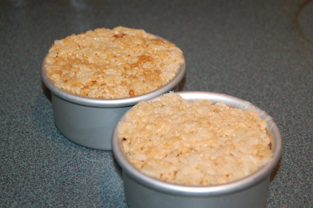 rice krispie treats in cake pans