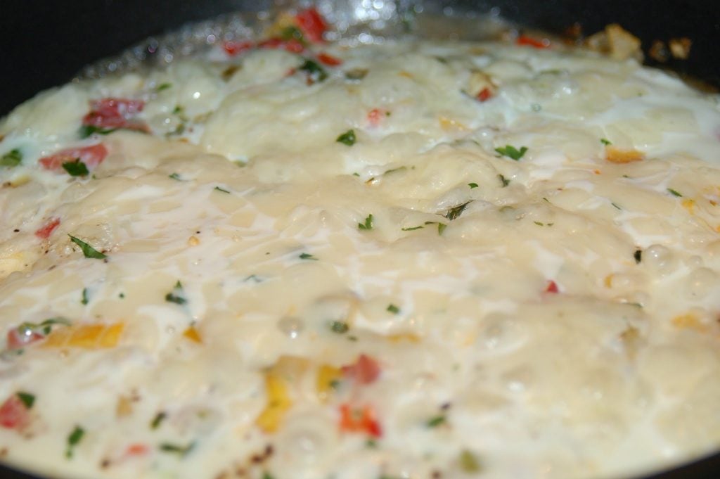 extreme close up of egg white frittata