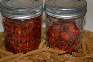 two jars of homemade sundried tomatoes