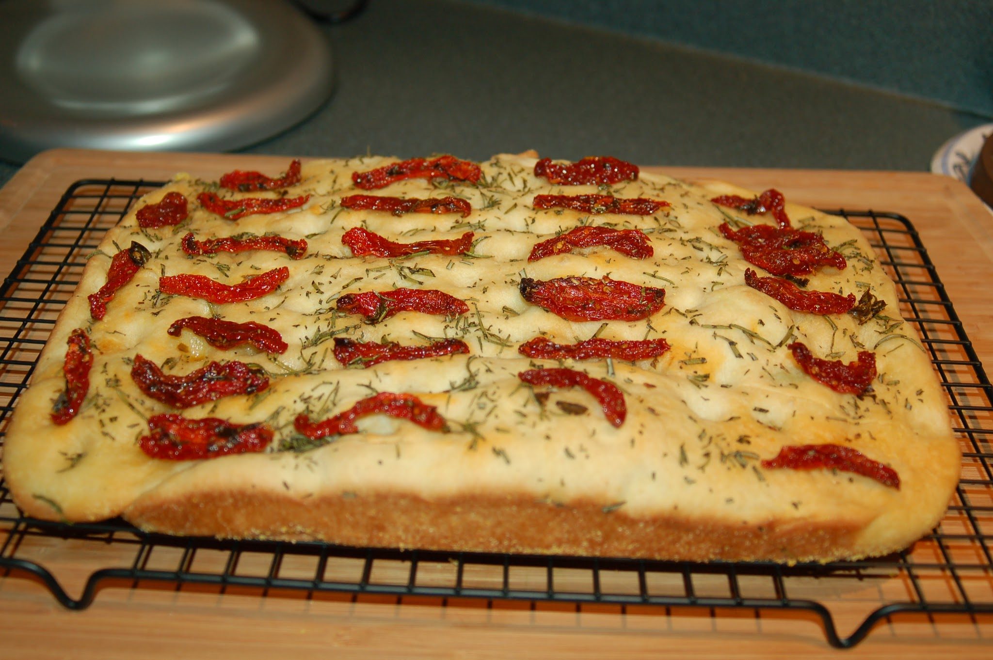 sun dried tomatoes on focaccia bread