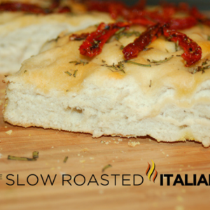 cut sun dried tomato and rosemary focaccia bread