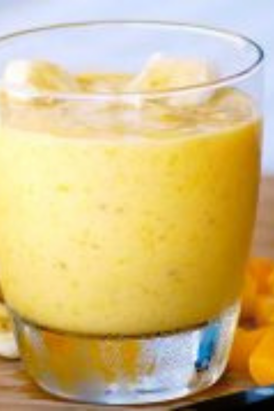 mango banana smoothie in a glass