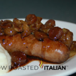 plated roasted grapes and sausage