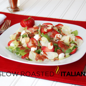 strawberry mozzarella salad on plate
