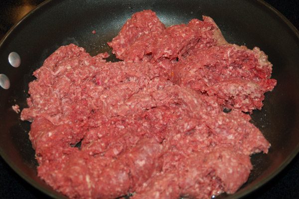 ground beef in skillet