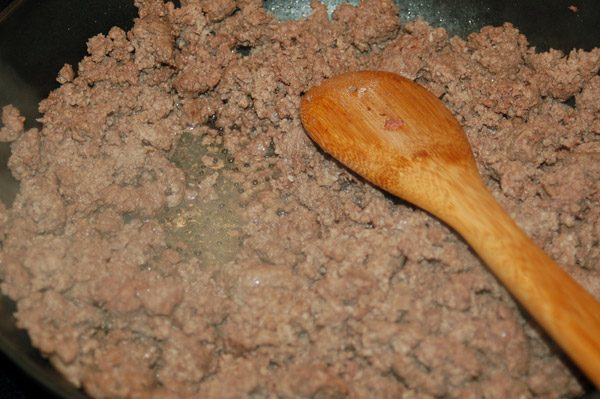 cooking taco meat in skillet