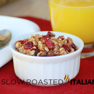 cranberry walnut baked oatmeal in a ramekin