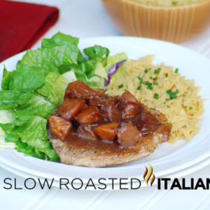 pork chops with spicy apples on plate