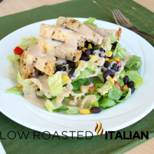 southwestern chicken salad with spicy ranch in a bowl