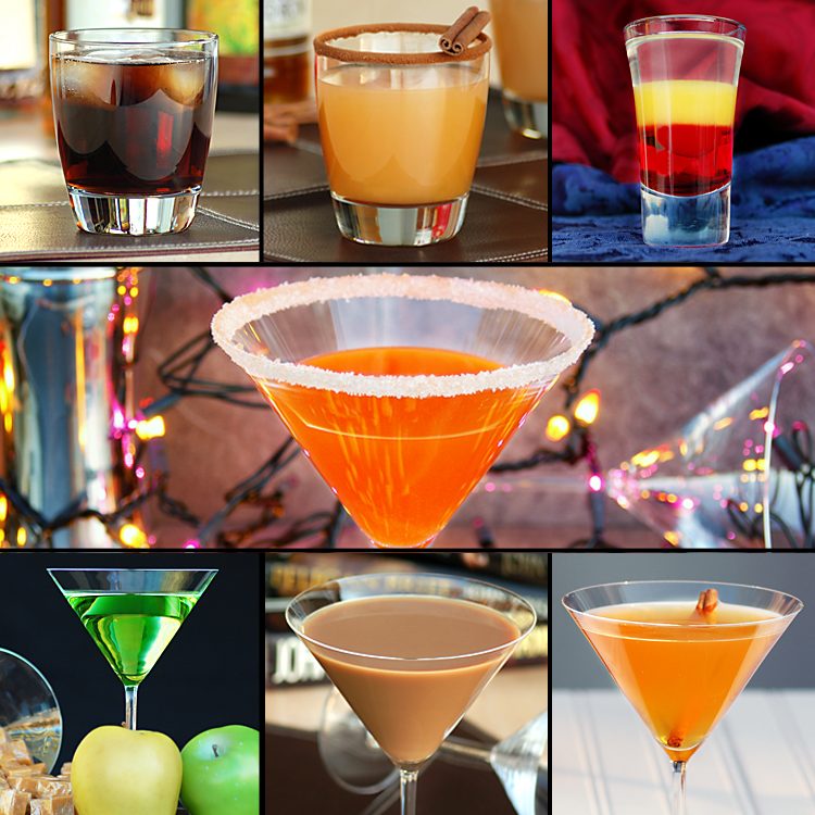 collage of fall cocktails