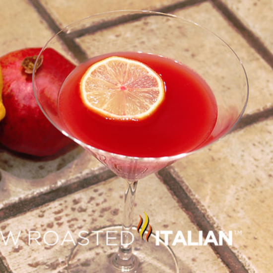 pomegranate martini in a glass