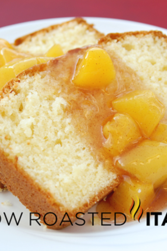Simple Butter Cake with Peach Sauce