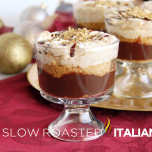 peanut butter chocolate cookie trifle in dish