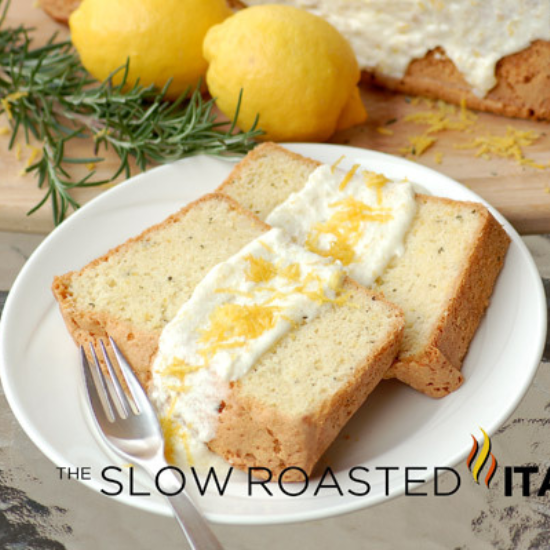 slices of rosemary lemon pound cake