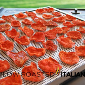sun dried tomatoes on baking sheet