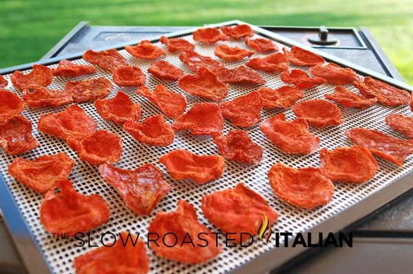 dehydrated tomatoes on cooling rack