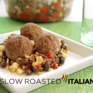 southwestern meatballs and black bean corn salsa