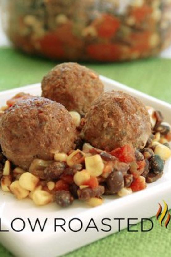 Southwestern Meatballs and Black Bean Corn Salsa