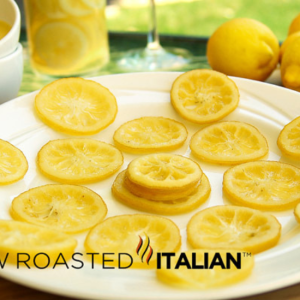 candied lemon slices on plate