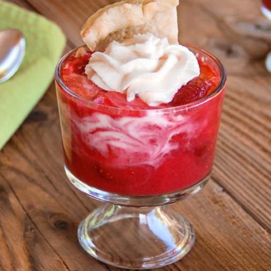 fresh strawberry pie trifle in dessert glass
