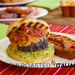 knock your boots off Tex-Mex burger plated