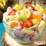 Hawaiian cheesecake salad in glass bowl