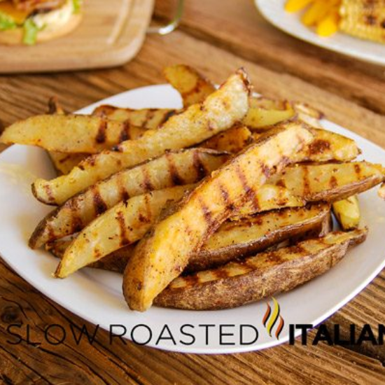 Seasoned Grilled Fries on a plate