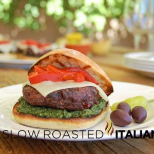 plate of Tuscan Summer Sun-dried Tomato Burger