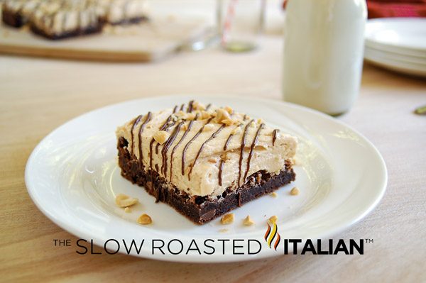 peanut butter fudge chocolate brownie on plate