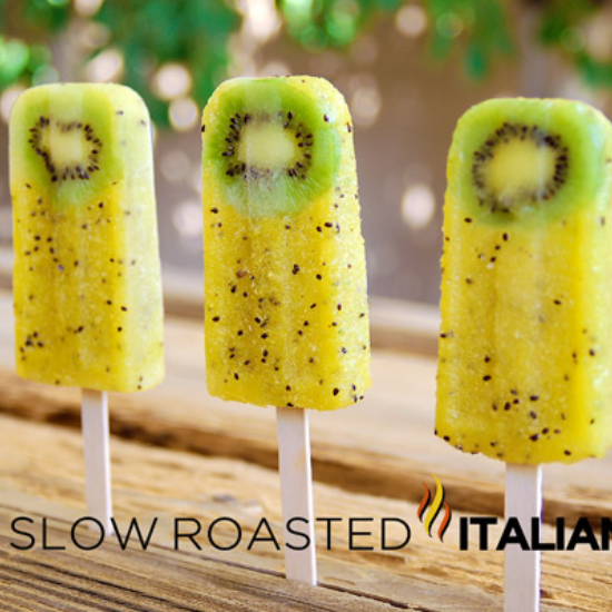 three kiwi pineapple popsicles