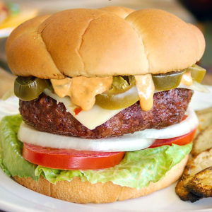 spicy jalapeno jack burger close up