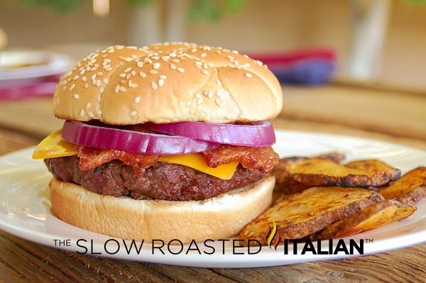 bbq bacon cheeseburger on plate