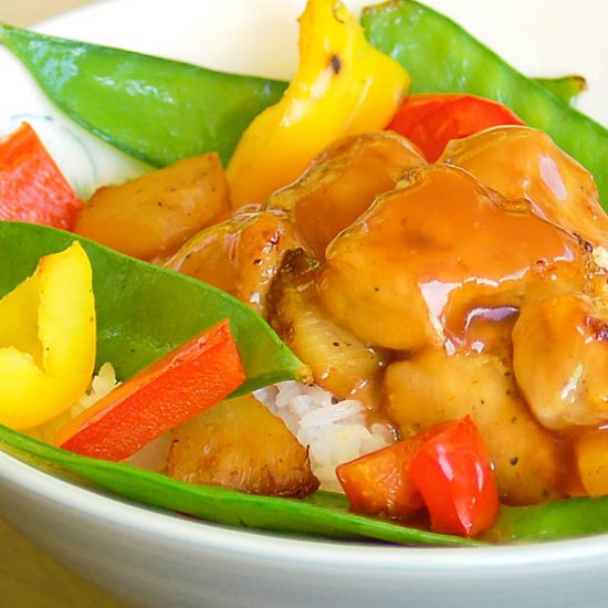 sweet and sour pork in a bowl