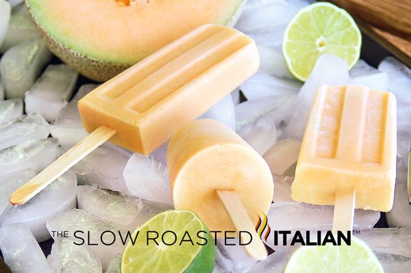 cantaloupe and cream lime ice pops