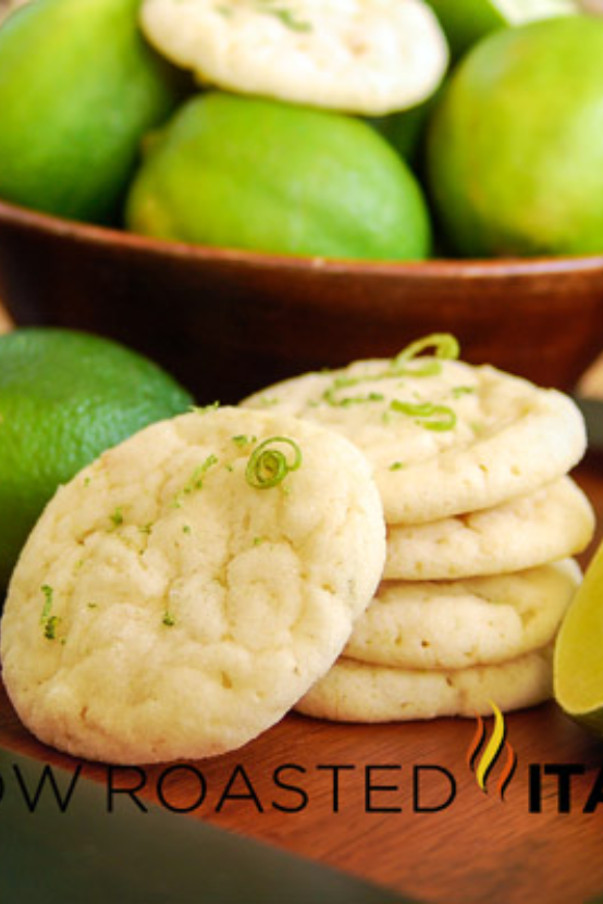 coconut lime cookies, stacked