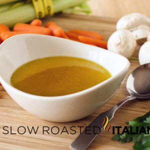 vegetable broth in a bowl