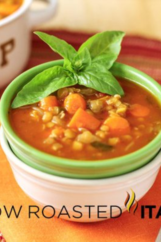 italian lentil soup in bowl