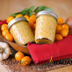 sealed jars of yellow grape tomato sauce