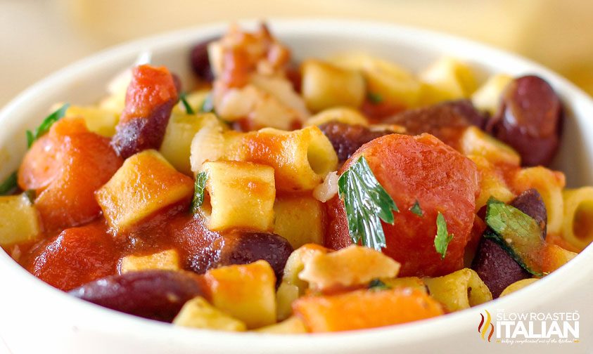 bowl of hearty italian soup, close up