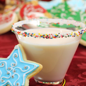 sugar cookie martini is a glass