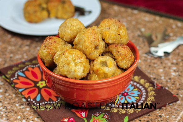 bowl of sausage cocktail meatballs