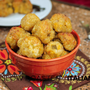 bowl of green chile and cheese sausage poppers