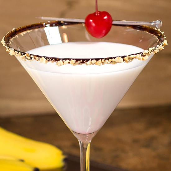 banana split martini in glass