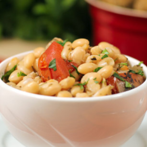 Italian style crock pot bean soup in a bowl