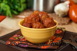 bowl of baked italian chicken meatball poppers