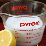 making quick buttermilk substitute with milk and lemon juice